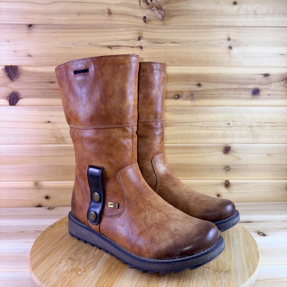 Remonte Boots Womens 7.5 Brown Leather Fold Down Fur Lined Boots